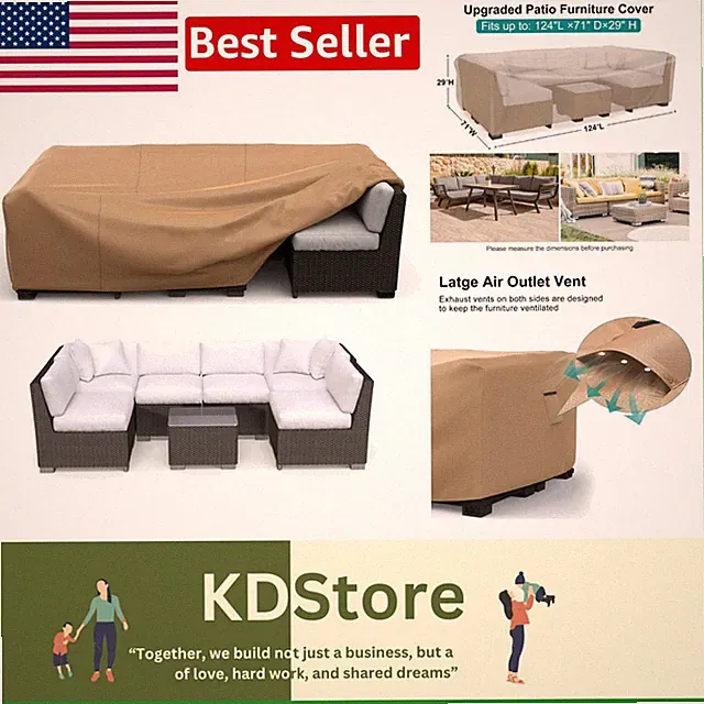 Protective Outdoor Furniture Cover 124"L x 71"W - Windproof & Ventilated Design
