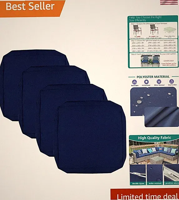 Protective Waterproof 4 Pack Cushion Covers for 20x20x2 Outdoor Furniture