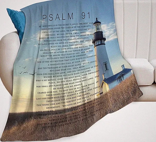 Psalm 91 Blanket Christian Lighthouse Gifts Religious Bible Verse Scripture Thro