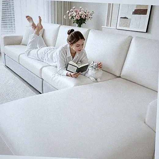 PU Leather Couch Cushion Covers for Sectional Sofa 1 Seat Cover (S) Pure White