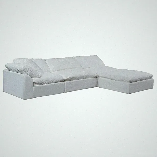 Puff 4 Pc Slipcovered Modular Sectional Sofa Performance Fabric White