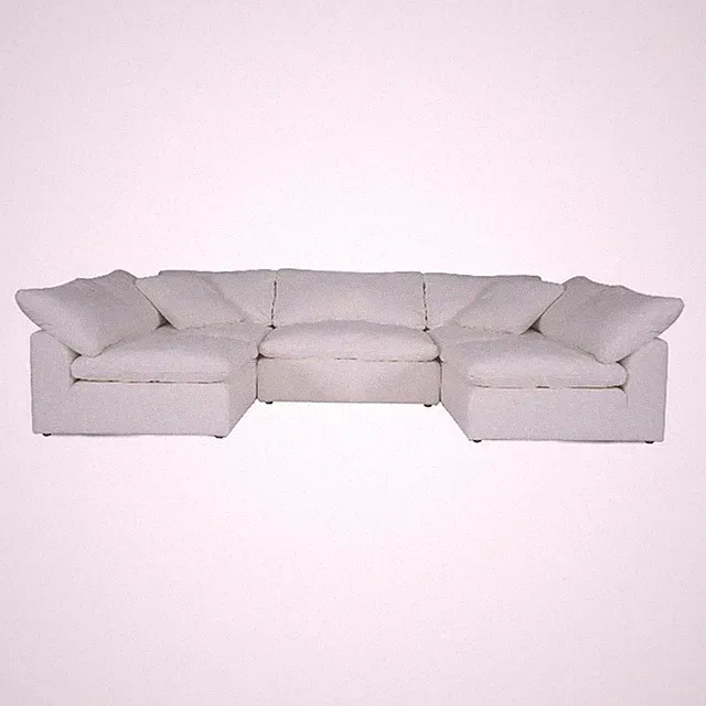Puff 5 Pc Slipcovered Modular Sectional Sofa Performance Fabric White