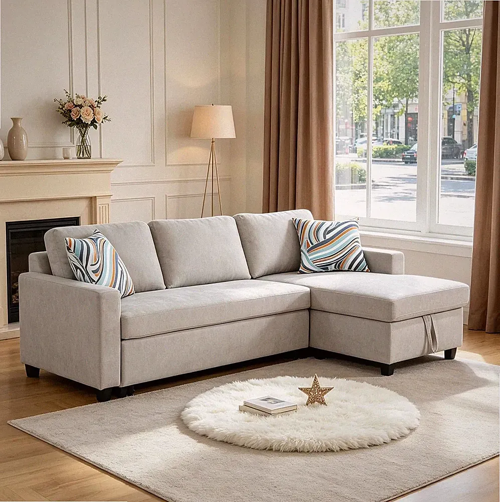 Pull Out Couch, L Shaped Sectional Couch with Pull Out Bed, Convertible Sofa Bed