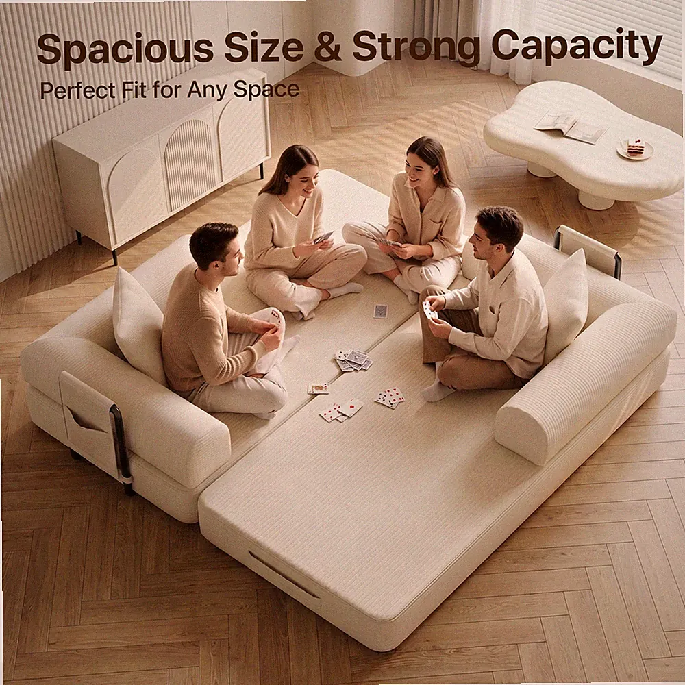 Pull-Out Sofa Bed Couch Sleeper Convertible Bed Couch With Side Pockets Washable