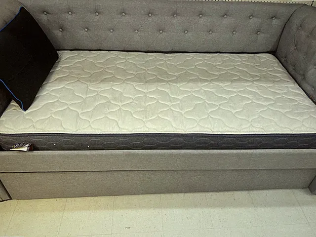Pull out sofa bed, Grey, Good condition, no mattres, Includes cushion