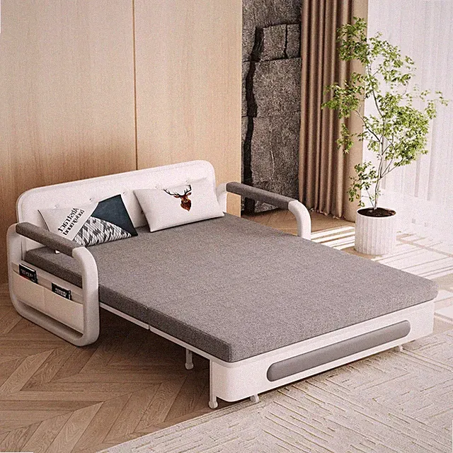 Pull Out Sofa Bed With Trundle Sleeper Couch for Living Room nd Small Space Gray