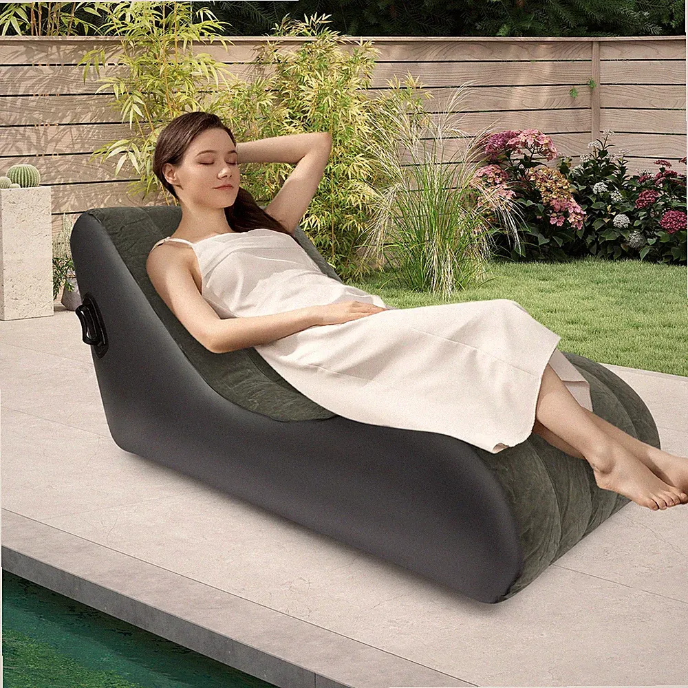 PVC Flocking Sofa Bed Max Capacity 440.92lbs Inflatable Sofa Folding Sofa Bed