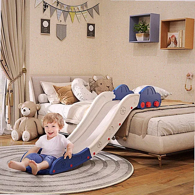 Qaba Toddler Couch Slide for Bed Sofa Indoor Extra Length Easy Assemble Blue