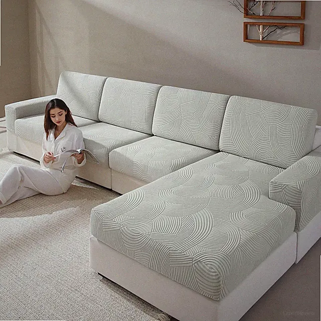 QIANMEW Couch Cushion Covers for Sectional and L Shaped Sofa, Stretch Soft Sofa