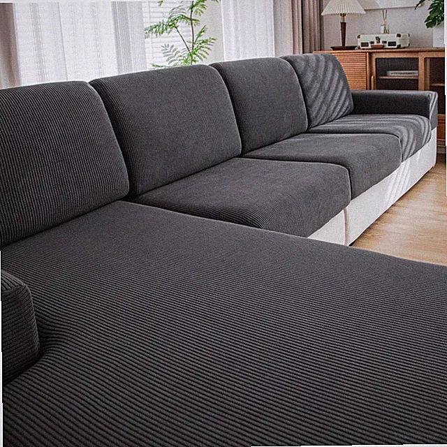 QIANMEW Couch Cushion Covers Soft Stretch Sofa Slipcovers Washable L-Shaped Sect