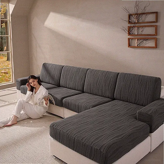 QIANMEW Couch Cushion Covers, Super Stretch Washable Sofa Slipcovers for L Sh...