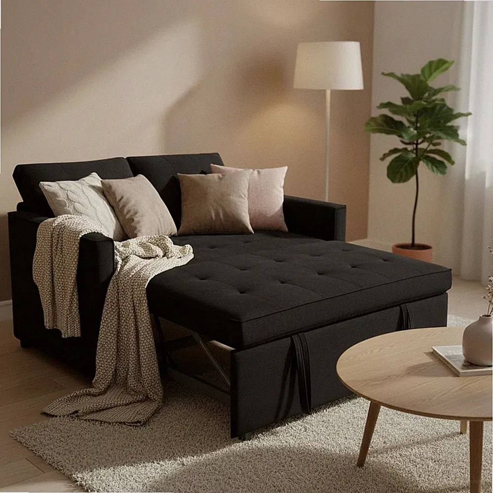 QSQS 53'' Sleeper Sofa Bed, Convertible Pull Out Couch with 2 Back Cushions, Vel