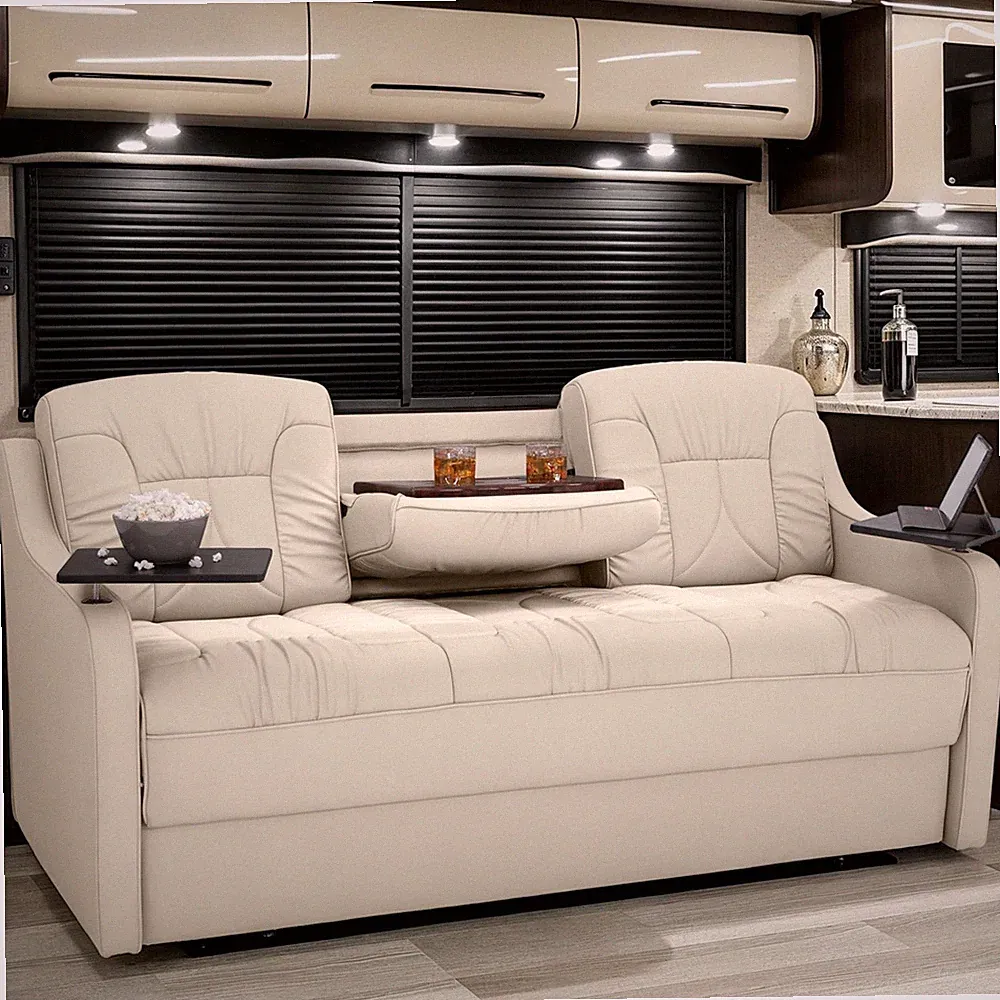 Qualitex De Leon DX with Console RV Sofa Bed, 78" Wide, Bisque