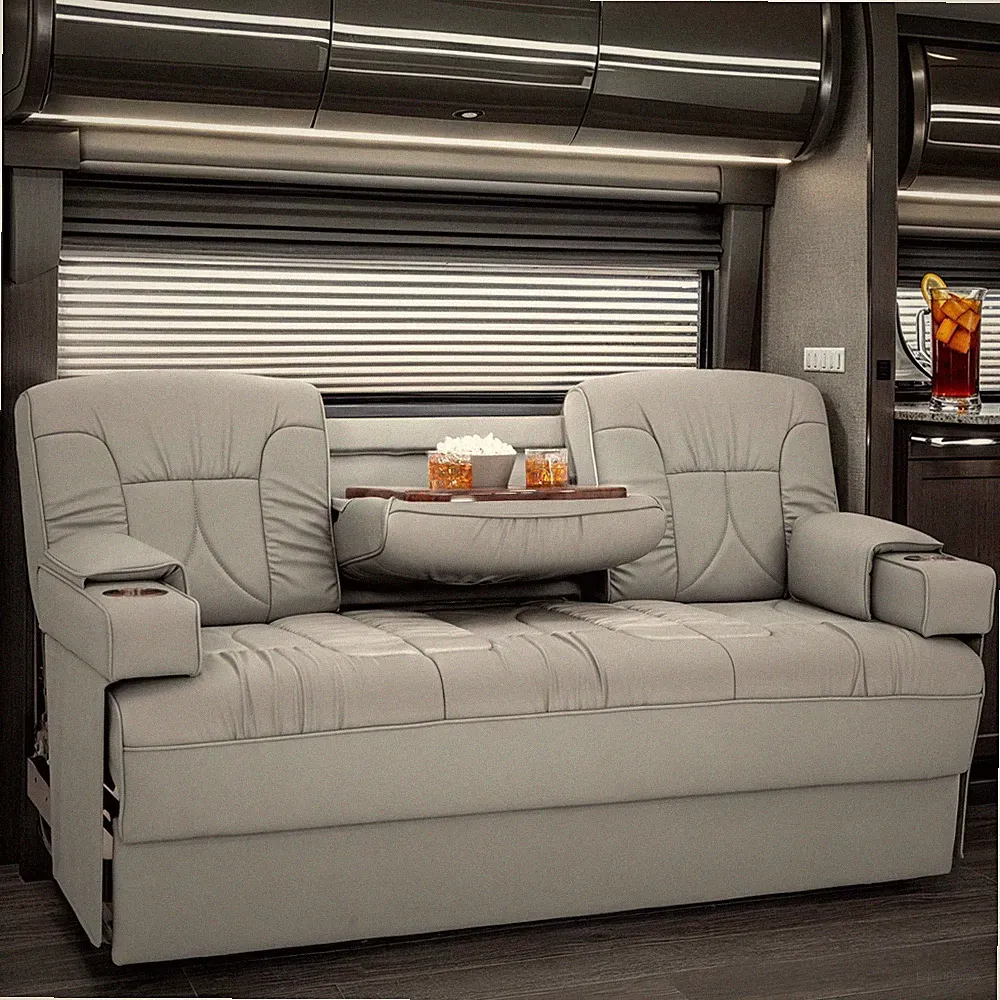 Qualitex De Leon SL with Console RV Sofa Bed, 68" Wide, Ash