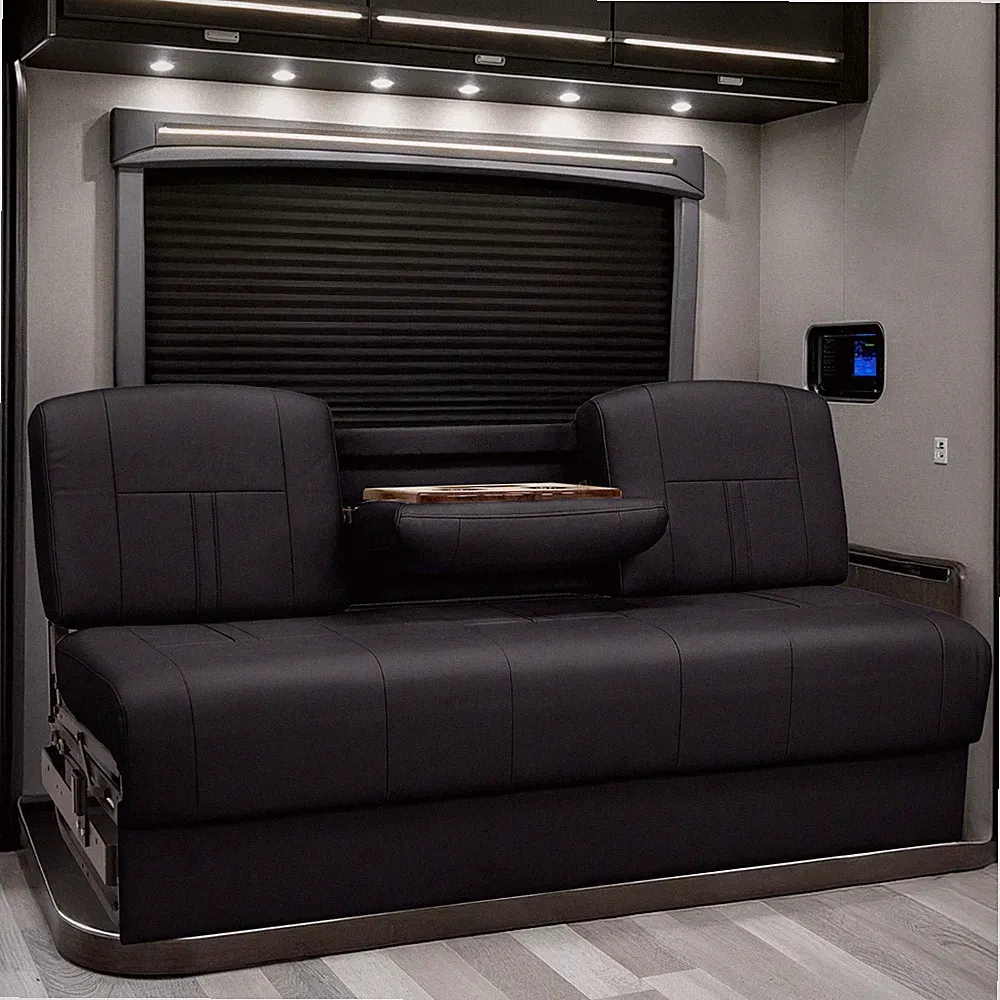 Qualitex Ethos with Console RV Sofa Bed, 72" Wide, Black