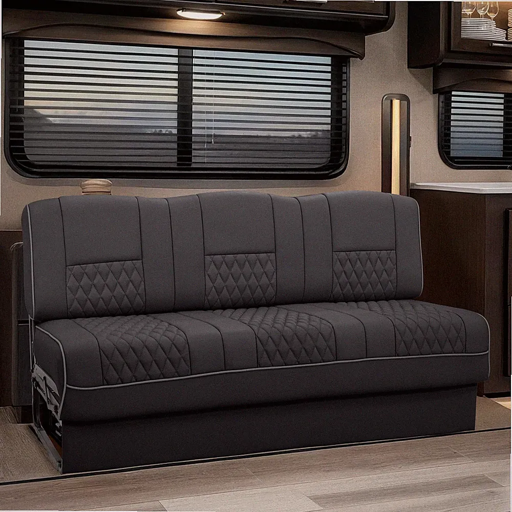 Qualitex Gravitas RV Sofa Bed, 66" Wide, Black & Charcoal