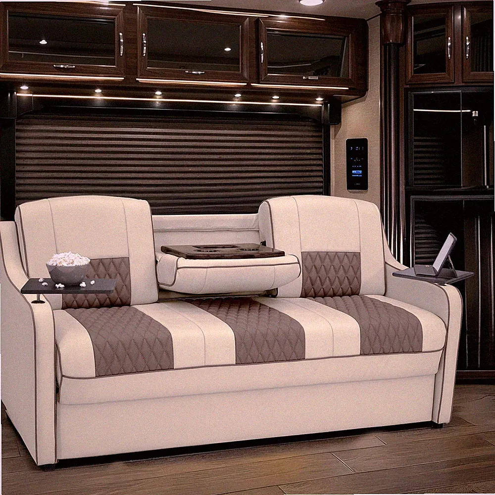 Qualitex Monument DX with Console RV Sofa Bed, 72" Wide, Bisque & Lt. Antelope