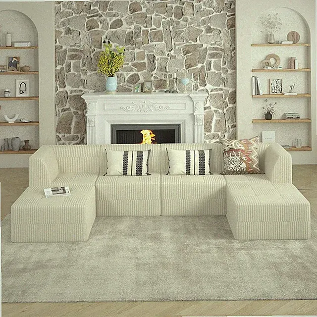 Qualler 32.1 in. Armless Corduroy Modern Minimalist Style Compressed Single Sofa