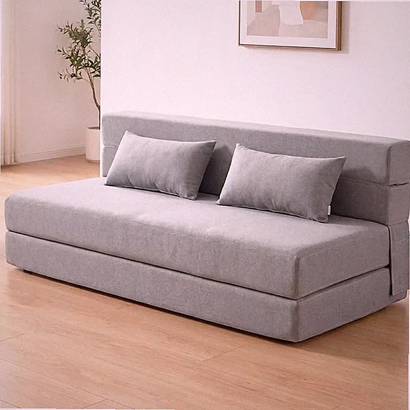 Queen Folding Sofa Bed Memory Foam Convertible Floor Chair Sleeper Couch Gray