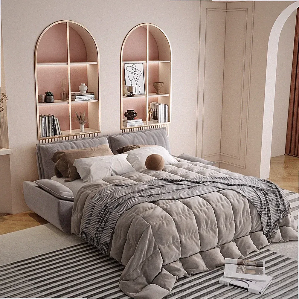 Queen Pull Out Sofa Bed, 3-in-1 Convertible Sleeper, Velvet, Gray