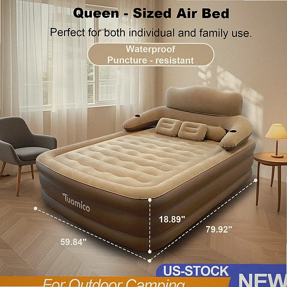 Queen Size Air Mattress Sofa Bed For Outdoor Camping Portable Inflatable Couch