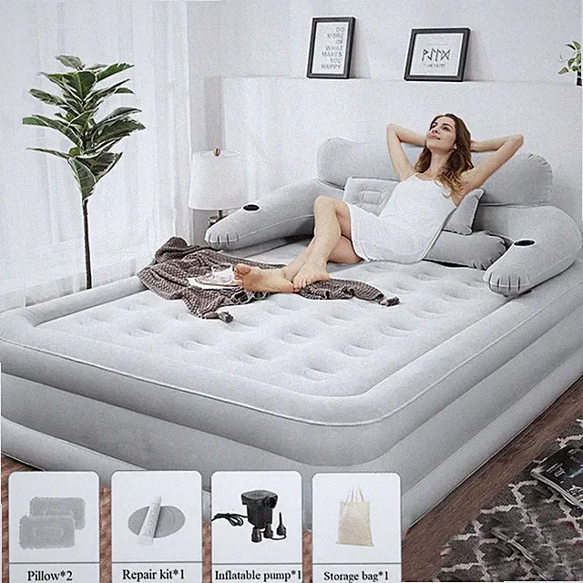 Queen Size Air Mattress Sofa Bed for Outdoor Indoor Portable Inflatable Couch US