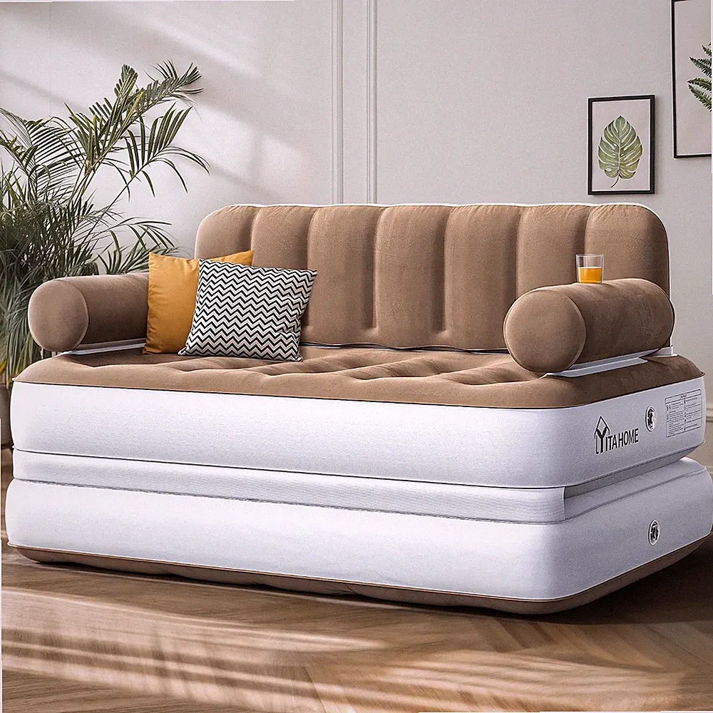 Queen Size Air Sofa Bed Mattress with Channel-Tufted Backrest
