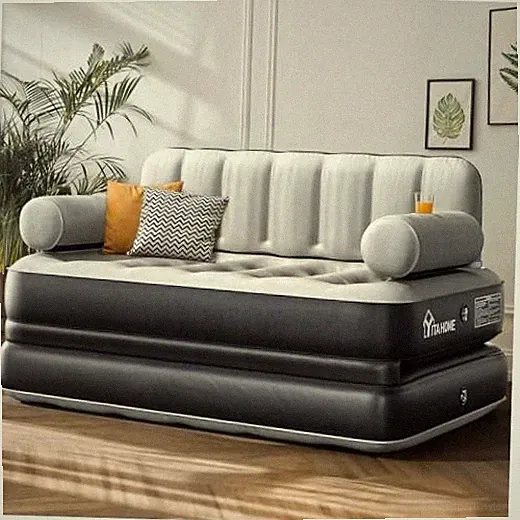 Queen Size Air Sofa Bed Mattress with Headboard and Pump - Blow Up Couch