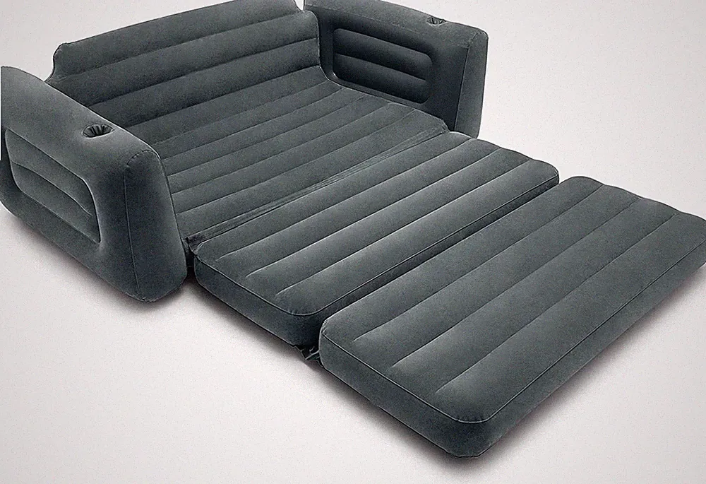Queen Size Inflatable Couch Blow Up Sofa Camping Chair Lounge Easy Pull Out Bed