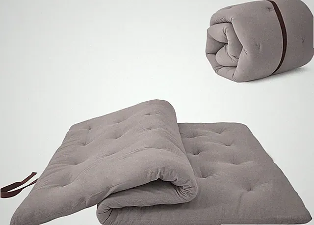 Queen Size Japanese Floor Futon Mattress - 100% Cotton, Portable & Foldable Grey