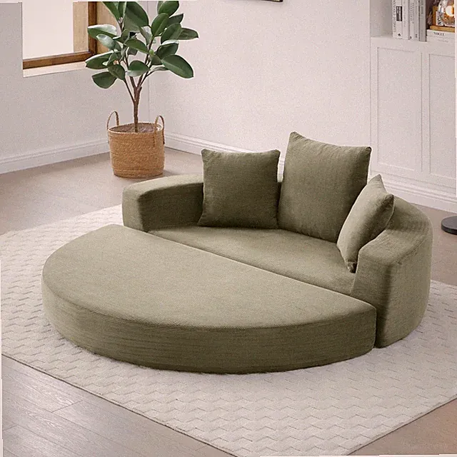 Queen Size Sofa Bed Convertible Futon, Corduroy Cloud Couch, No Assembly