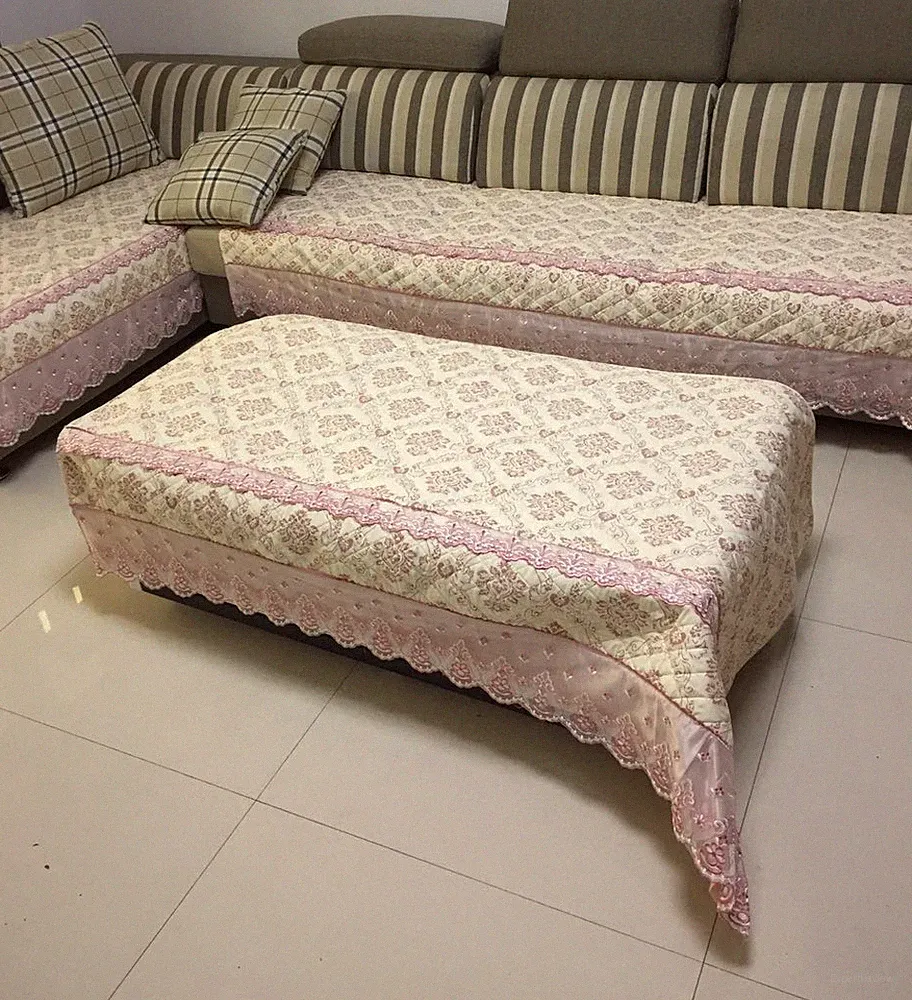 Quilted and Lace Custom Sectional Sofa Couch Slipcovers Furniture Protector