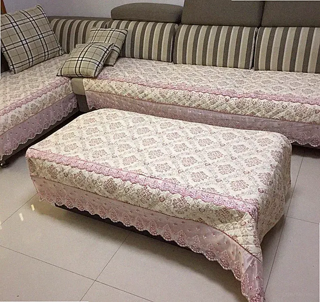 Quilted and Lace Custom Sectional Sofa Couch Slipcovers Furniture Protector