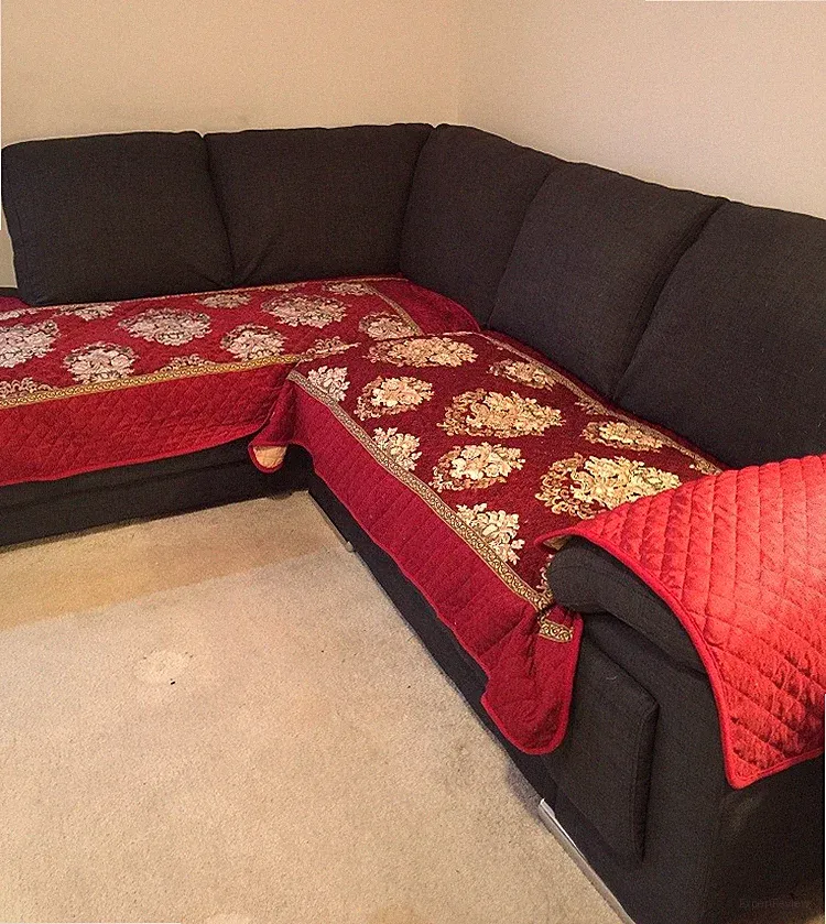 Quilted Chenille Custom Sectional Sofa Couch Slipcovers Furniture Protector