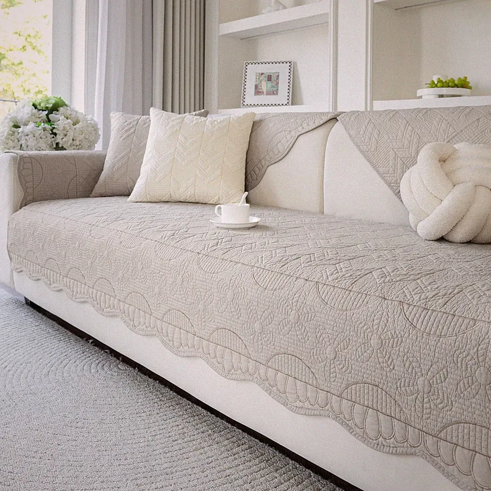 Loose Back loose fitting 7 piece couch slip covers for sofa sectional