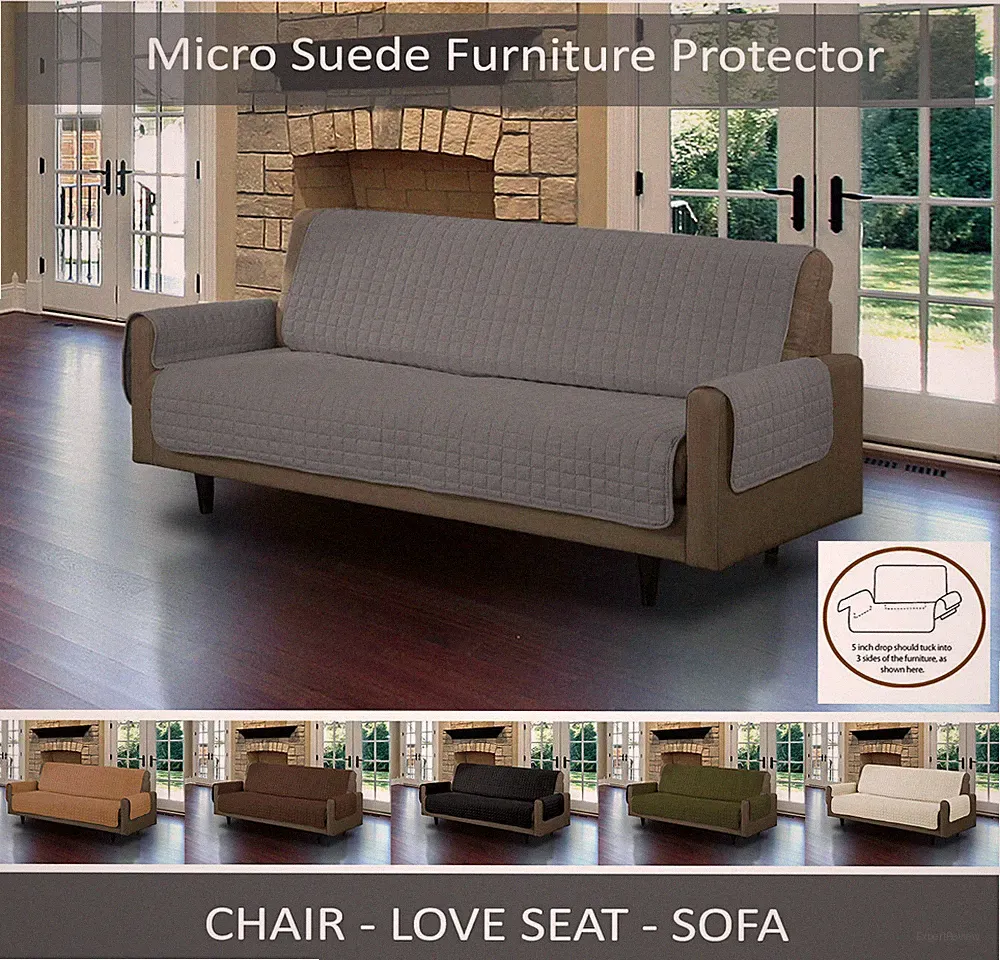 Quilted Furniture Protector Microsuede Pet Dog Couch, Loveseat Chair Cover