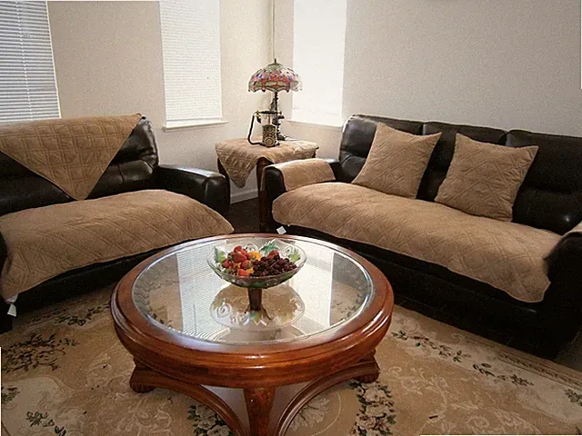 Quilted Micro Suede Custom Sectional Sofa Couch Slipcovers Sold by Piece Not Set