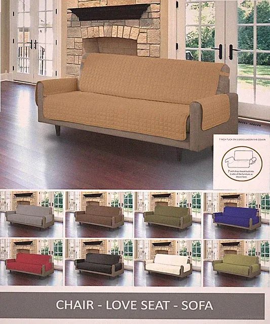 Quilted Microfiber Pet Dog Couch Sofa Furniture Protector Cover w/ Tucks & Strap