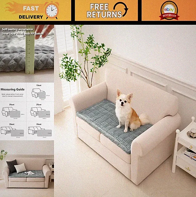 Quilted Non-Slip Loveseat Cover, Flannel Sofa Protector for Pets, Washable 54"x2