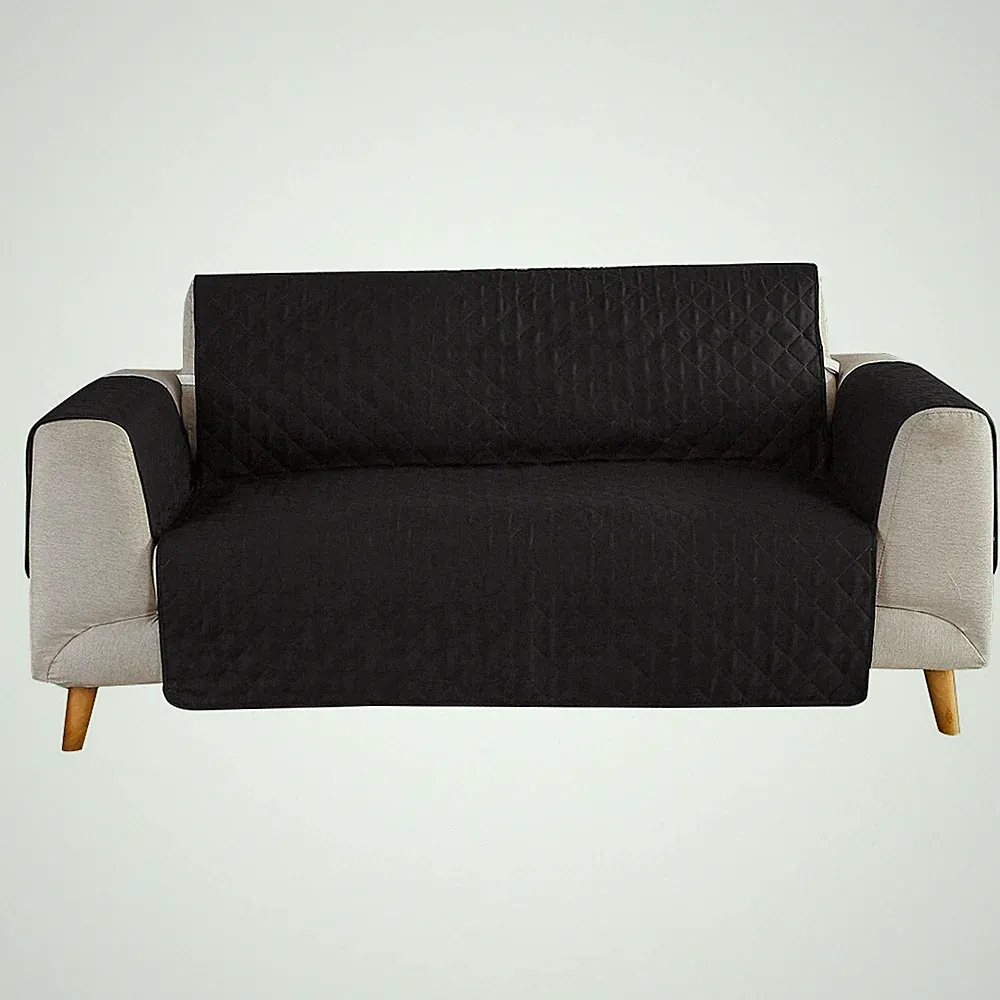Quilted Sofa Cover Waterproof Nonslip Couch Slipcover Pet Protector, Black