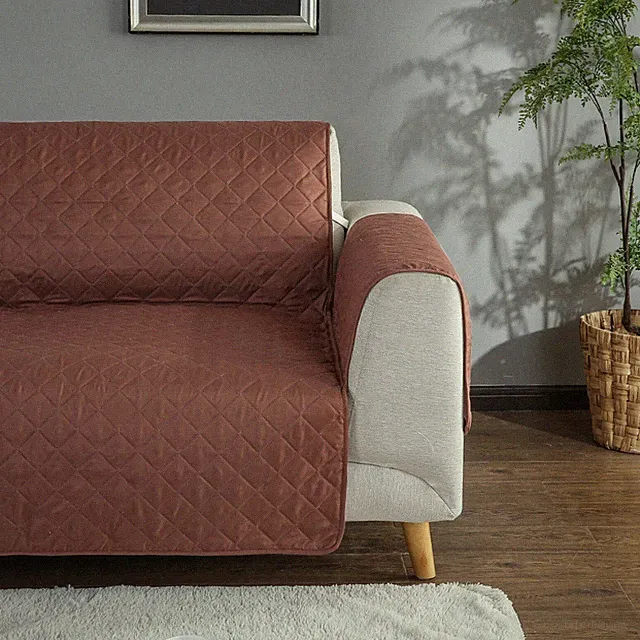Quilted Sofa Cover Waterproof Nonslip Couch Slipcover Pet Protector, Brown