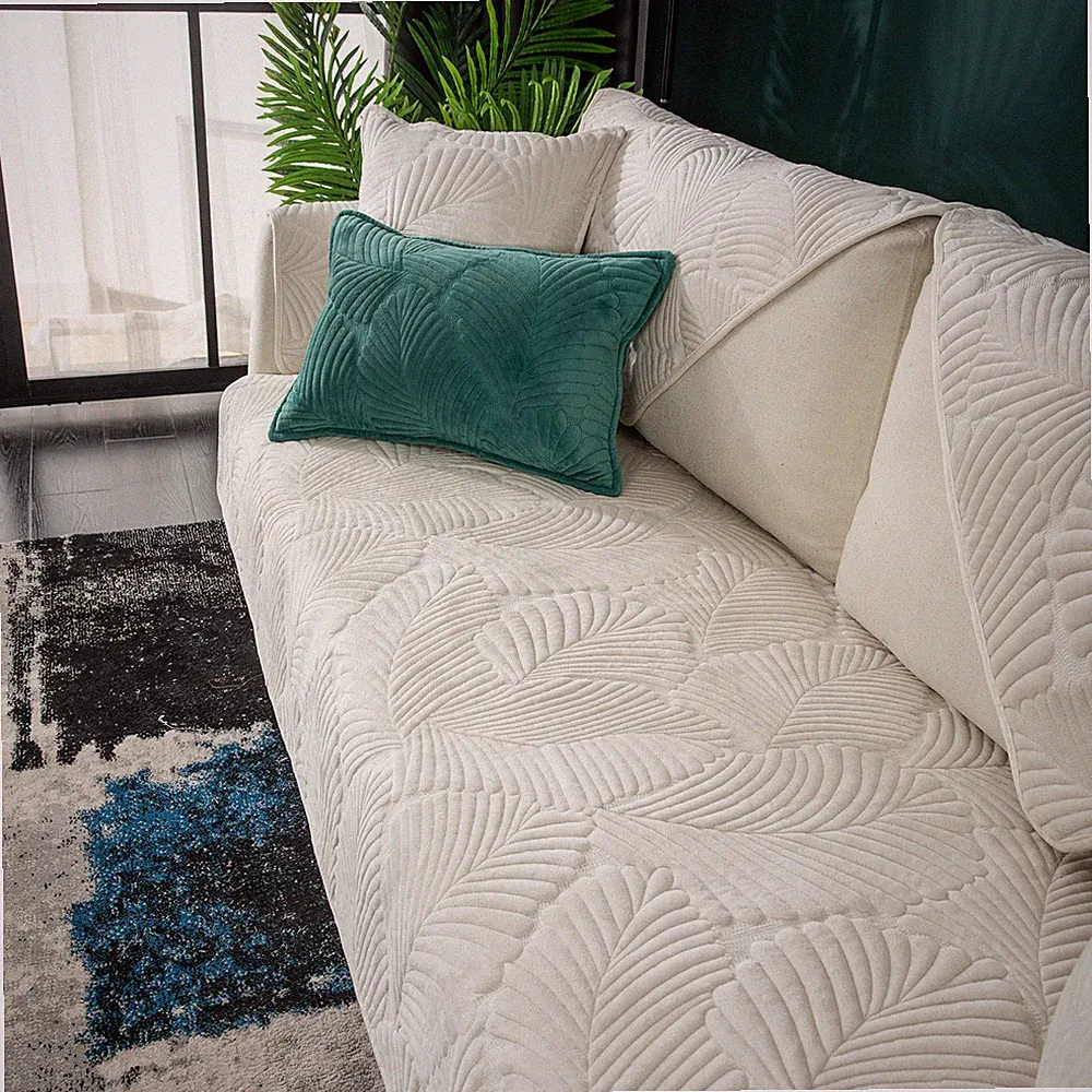 Quilted Sofa Seat Cover Soft Velvet Slipcover for Loveseat Sectional Sofa Chaise
