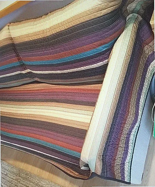 Quilted Striped Fitted Loveseat Cover Very High Quality Multicolored Protection