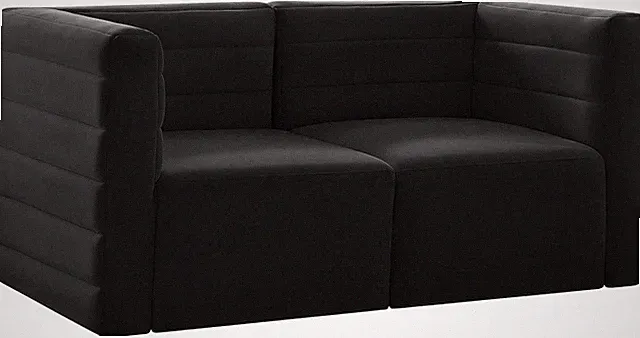 Quincy Modern Velvet Modular Sofa with Channel Tufting - Black 63" W