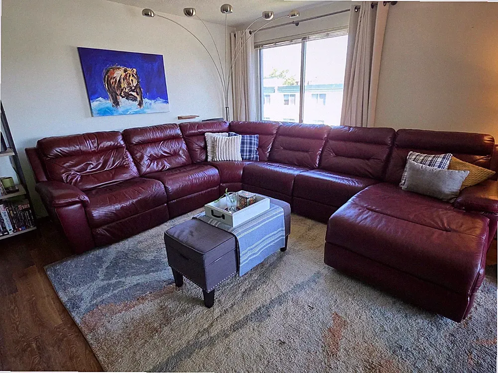 Quinton 6 Pc Top Grain Leather Power Sectional Chaise KUKA Restored Chili Pepper