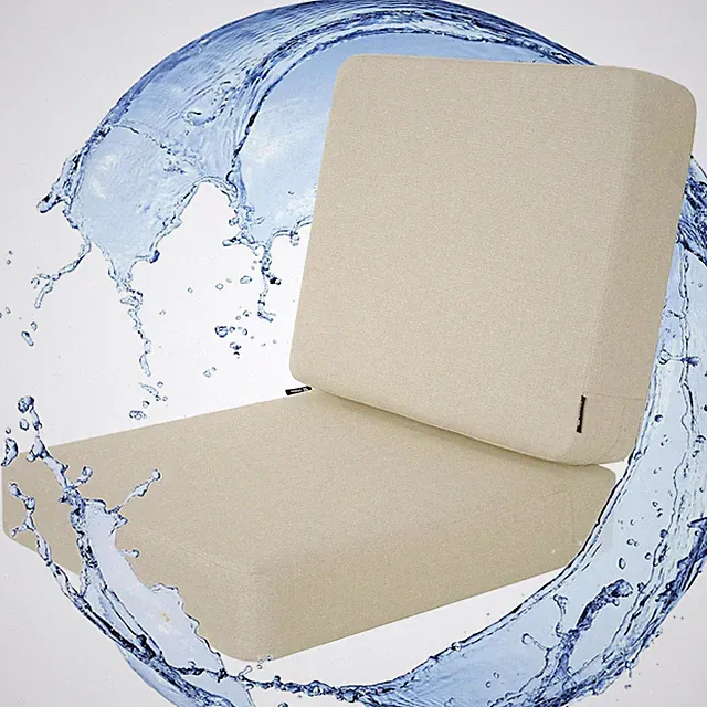 Rainproof Outdoor Deep Seat Cushion Set - Fade Resistant Beige 24x24 & 24x20