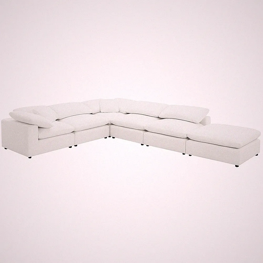 Raleigh 6-piece Boucle Upholstered Modular Sectional Ivory