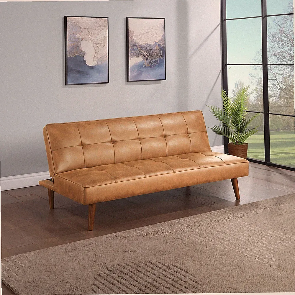 Ralston Saddle Brown Upholstered Convertible Sofa Bed