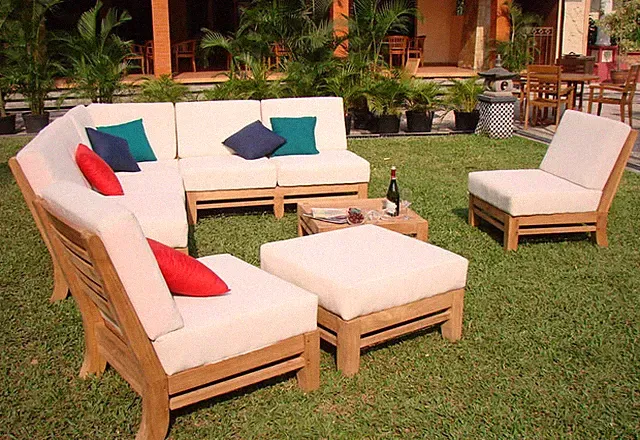 Ramled Grade-A Teak Wood 7pc Sectional Sofa Lounge Set Outdoor Garden Patio New