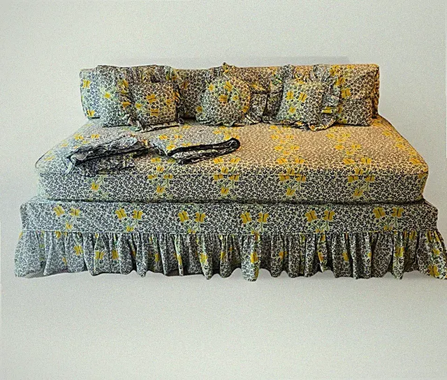 RARE VTG Custom Daybed Bedding Set J.P. Stevens Butterfly Blue Floral 11 Pc Sofa